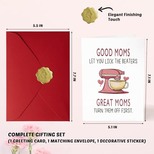 Funny Mother's Day Greeting Card with Envelope, 5x7 Cute Humor Card for Mom