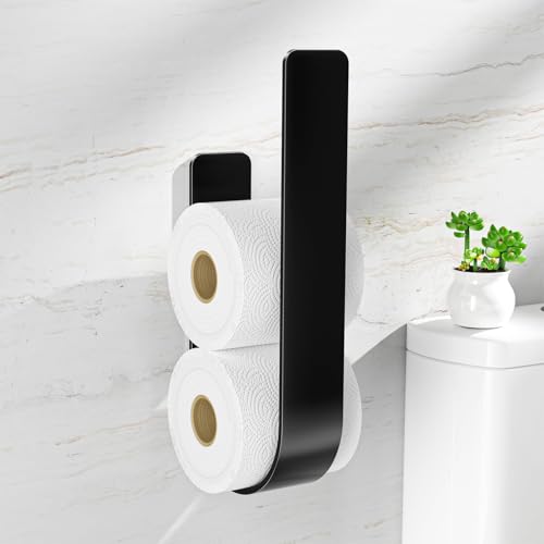 Wall-Mounted Toilet Paper Storage Holder for 3 Rolls - Black