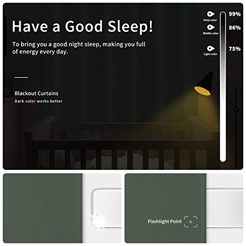 Easy-Going Thermal Grommet Blackout Curtains, Greyish Green, 42x36 in, 2 Panels