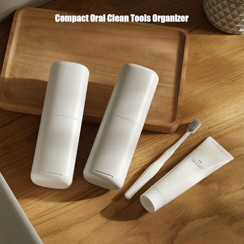 Portable Travel Toothbrush Case with Detachable Lid & Cup