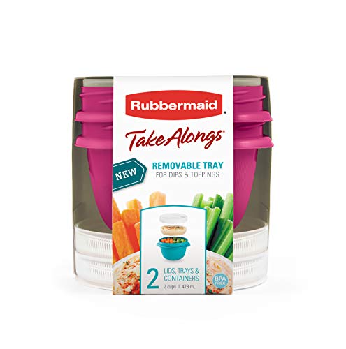 Rubbermaid TakeAlongs 2-Cup Snack Food Storage Container with Divided Tray - 2 Lids & BPA-Free