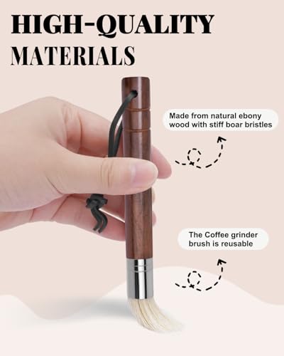 Espresso Machine Cleaning Brush Set - Walnut & Ebony Wood, 2 Pack