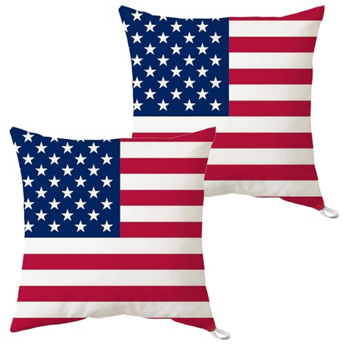 Patriotic USA Flag Throw Pillow Cover 18x18 - 2026 Soccer Decor (2 Pack)