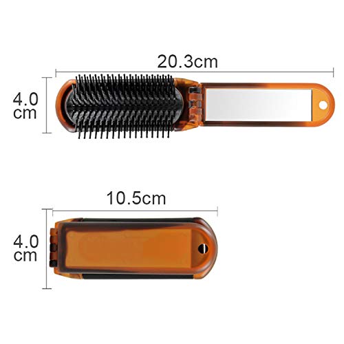 Ancable Travel Hair Brush with Mirror Mini Folding Hairbrush for Women