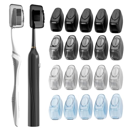 Muslish 20-Pack Toothbrush Covers, Portable Head Protector Caps for Travel & Home (Gray)