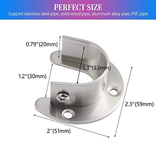 Heavy Duty Closet Rod Holders - 1 1/4 Inch Supports (2 PCS, Silver)