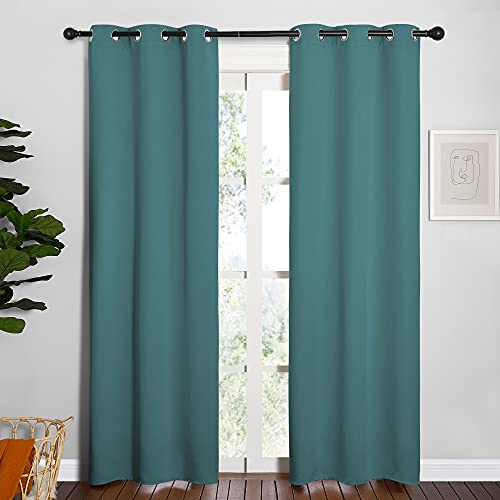 NICETOWN Sea Teal Blackout Curtain Panels, 34" x 84" (Pair)