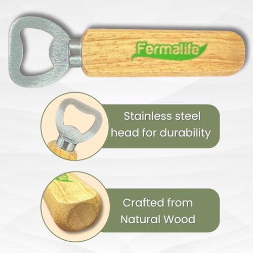 FERMALIFE Wooden Bottle Opener - Portable & Engraveable, Magnetic Back