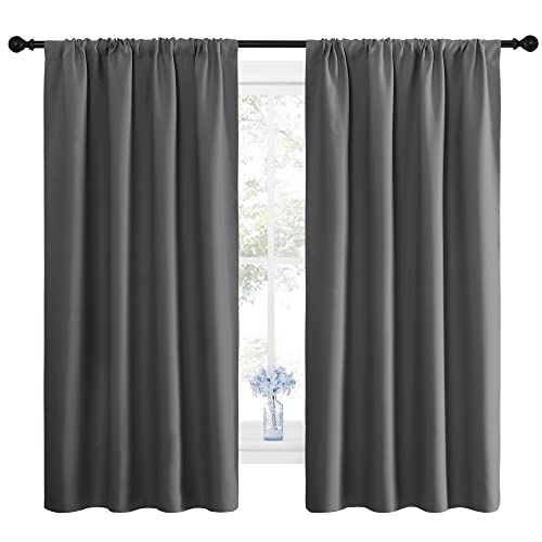 NICETOWN Grey Blackout Curtains Panels, 42" x 63" - Thermal Insulated Drapes (Pack of 2)