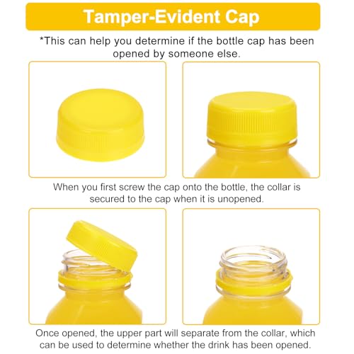 Reusable 12oz Plastic Juice Bottles with Tamper-Evident Caps - 10 Pack