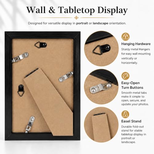 Black Gold Trim Picture Frame for 3.5x5 & 4x6 Photos