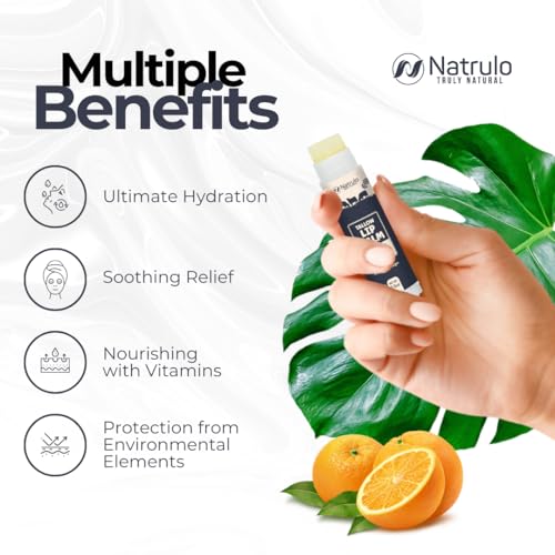 Natrulo Beef Tallow Lip Balm – Grass Fed Tallow & Beeswax Chapstick, Sweet Orange