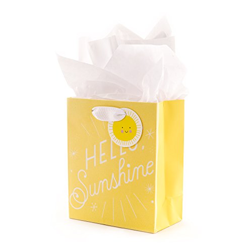 Hallmark Small Gift Bag, Hello Sunshine Yellow with Tissue Paper