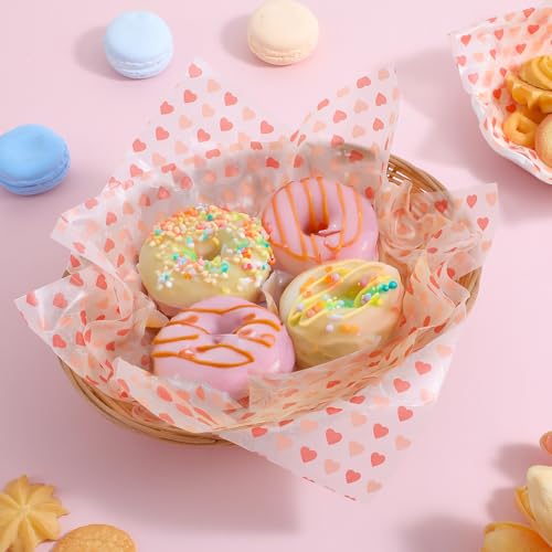 Larrel 50PCS Pink Love Wax Paper Sheets - Greaseproof Food Wrapping Paper
