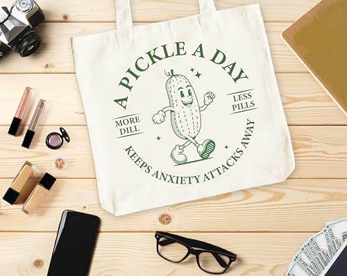 Pickle Tote Bag for Women - Sturdy Canvas Farmers Market Bag
