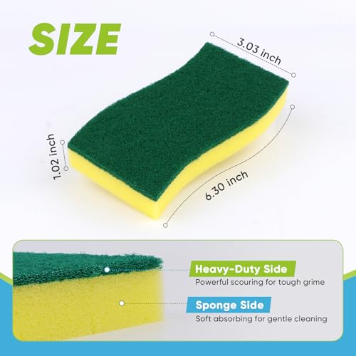 AIDEA XL Heavy Duty Dish Sponges 24 PK - S Shape for Tough Cleaning