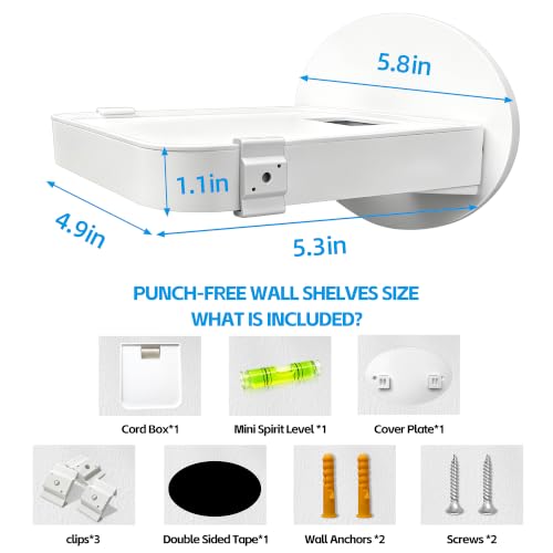 BELIEFLUO Universal No Drill Wall Mount Cable Organizer Shelf - Adhesive Outlet Storage