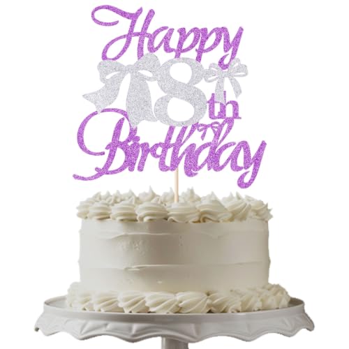 Bowknot Happy 8th Birthday Cake Topper - Girls' Party Decoration