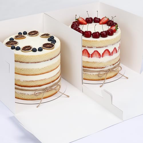Moretoes 3 Pack 12x12x10 Cake Boxes with Boards & Window