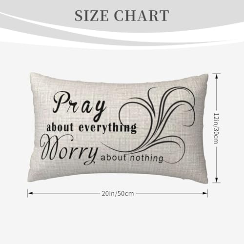 NIDITW Inspirational 12x20 Inch Cotton Linen Throw Pillow Cover - Pray About Everything