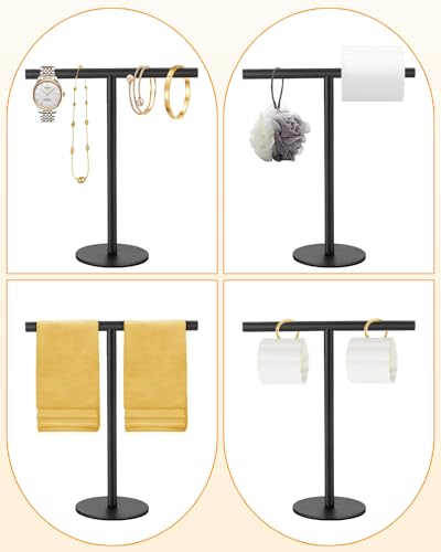 Matte Black T-Shape Hand Towel Holder Stand for Bathroom & Kitchen