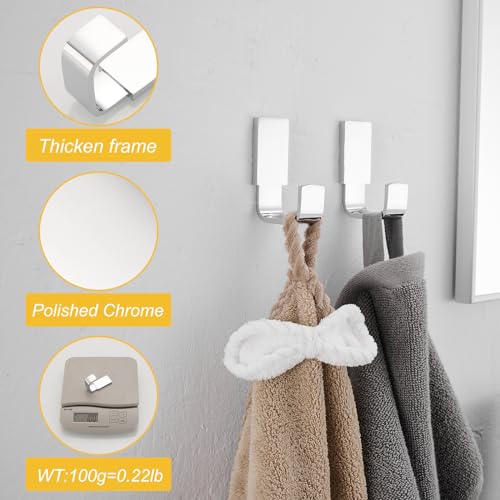BESy Brass Towel Hook Polished Chrome Wall Mount Robe & Coat Hook 1 Pack