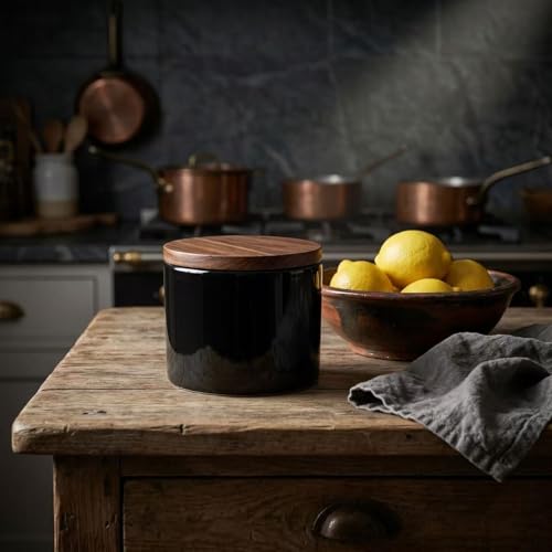 5 oz Black Ceramic Airtight Kitchen Canister with Lid - Veswers