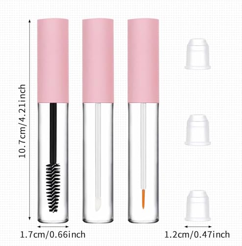 3 Pack 10ml Clear Empty Cosmetic Tubes with Wands for DIY Makeup