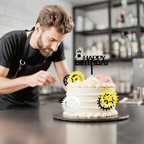 Robot Cake Decoration Set - 8 PCS Acrylic Cupcake Toppers for Birthday Parties