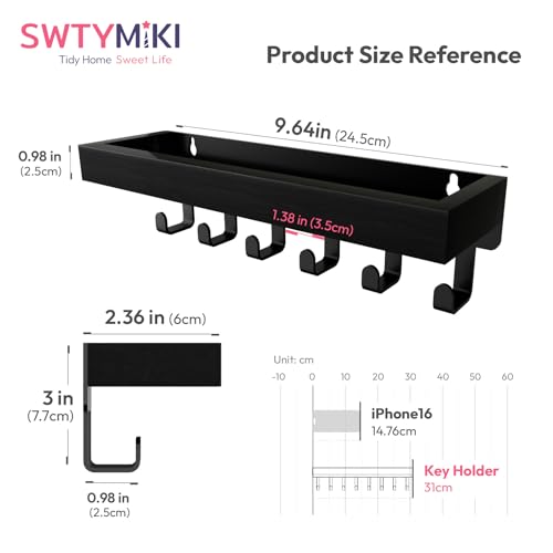 SWTYMIKI Wooden Key Holder Wall Mount with Mail Organizer & Hooks