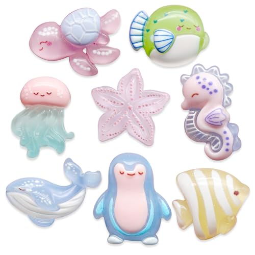 8 Cute Ocean Animal Fridge Magnets - Colorful Decorative Set