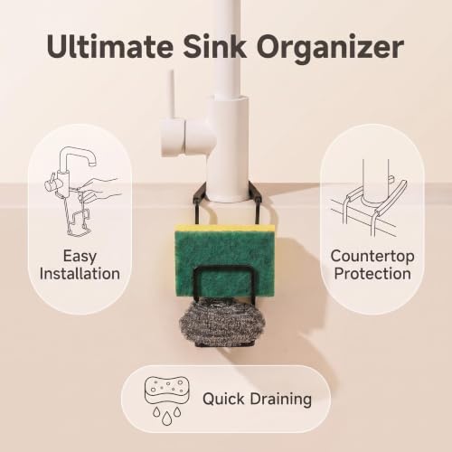 2-Tier Kitchen Sink Caddy - No-Drill Faucet Sponge Holder Organizer