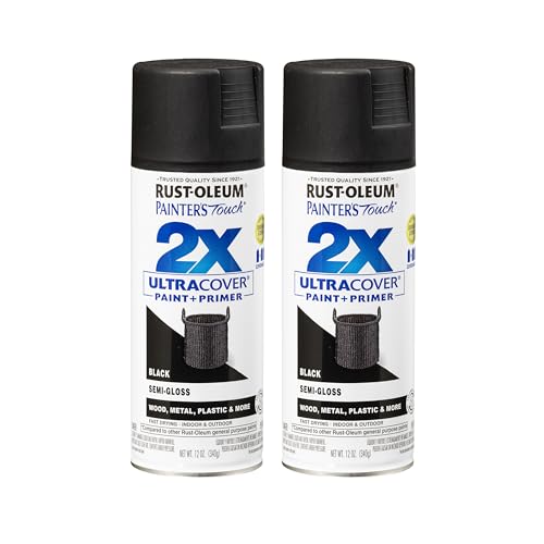 Rust-Oleum Painter's Touch 2X Ultra Cover Spray Paint, Semi-Gloss Black, 12oz