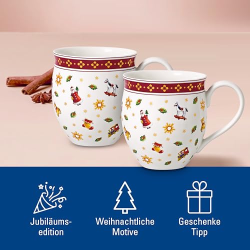 Toy’s Delight Mug Set - 2-Piece Premium Porcelain Coffee Cups, 11.5 oz, White with Toys Pattern (Variation: Mug Set Toys / 11.5 Ounces / White / Coloured)