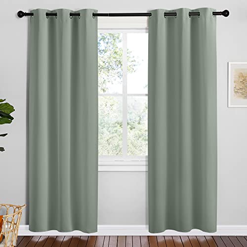 NICETOWN Sage Green Blackout Curtains - 42" x 78" Room Darkening Drapes