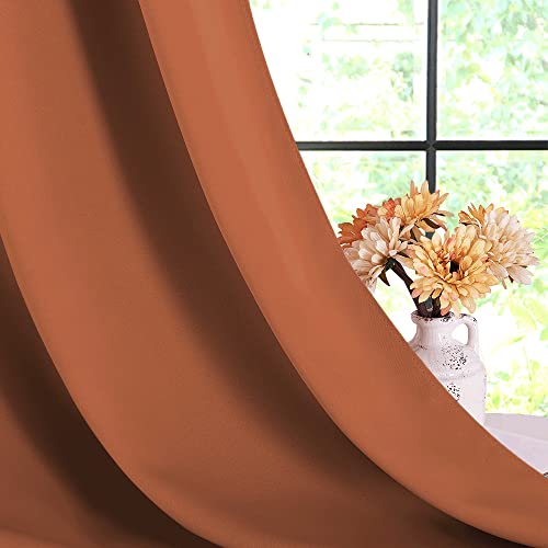 NICETOWN Burnt Orange Blackout Curtains - 42"W x 54"L, 2 Panels