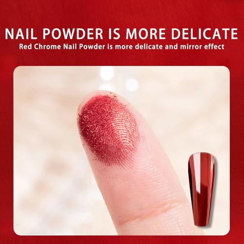 Gyraolvant Red Chrome Nail Powder Metallic Mirror Effect Pigment Art