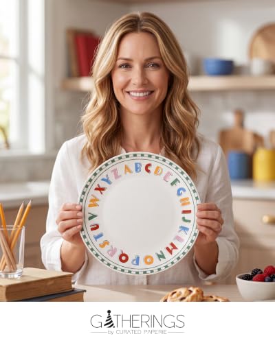 Colorful Alphabet Dessert Plates - 8 Pack, 8.5 Inch | Perfect for Classroom & School Events