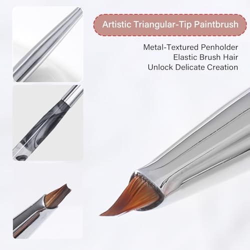 WOKOTO Triangular Pyramid Nail Art Brush - Pink Gradient Detail Liner