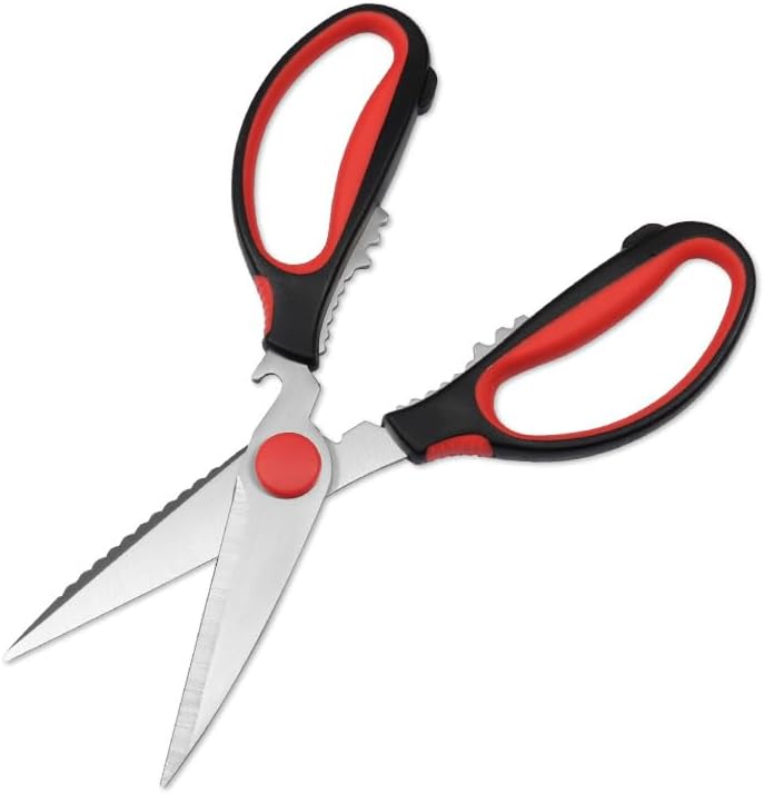 Rainspire Premium Kitchen Scissors - Heavy Duty Come Apart Shears | Dishwasher Safe, Black & Red