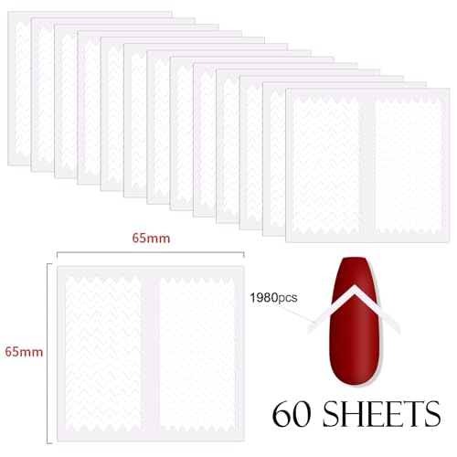 French Tip Nail Guides Smile Line Stickers 60 Sheets Wave Line