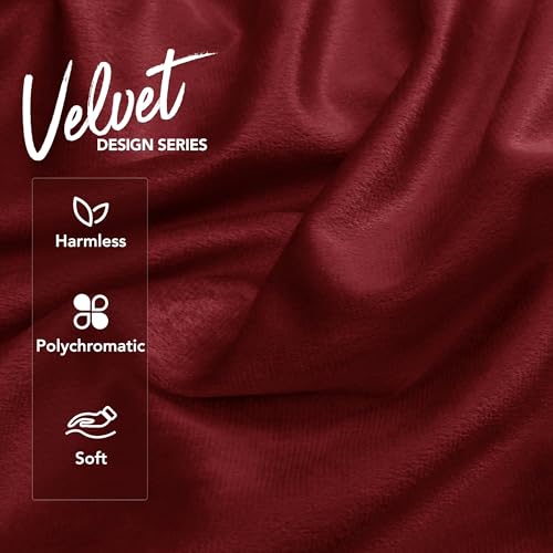Deconovo Velvet Throw Pillow Covers - 2 Pack, 26x26 Inch, Wine Red