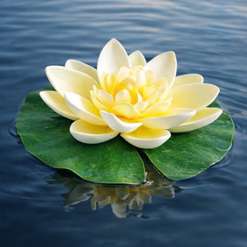 12-Piece Artificial Floating Lily Pads Set with Lotus Flowers and Frogs