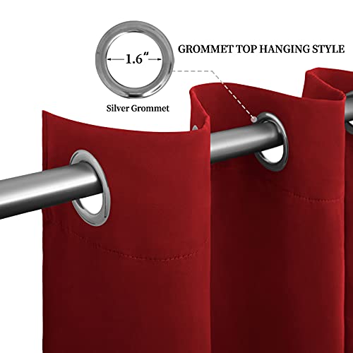 Easy-Going Thermal Blackout Curtains, 2 Panels 52x96 in, Christmas Red