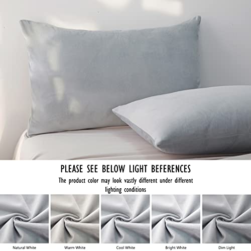TELUS Velvet Body Pillow Cover, 20x54 Inch Long Pillowcase - Light Grey