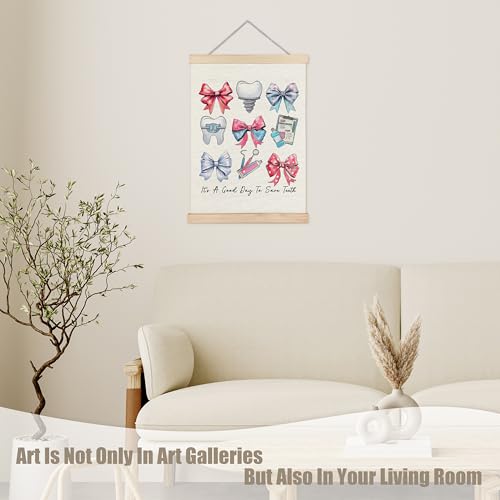 Coquette Pink Bow Dental Office Wall Art Poster - 12x16 Inch Canvas