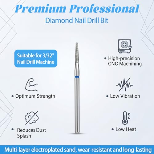 ADLABLD 6Pcs Cuticle Nail Drill Bits, 3/32" Needle Diamond Bits Set