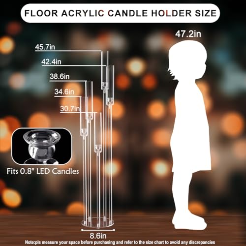 45.7 Inch Acrylic Candelabra Centerpieces for Wedding - 4 Pack