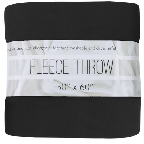 Solid Black 50x60 Ultra Soft Hypoallergenic Fleece Throw Blanket