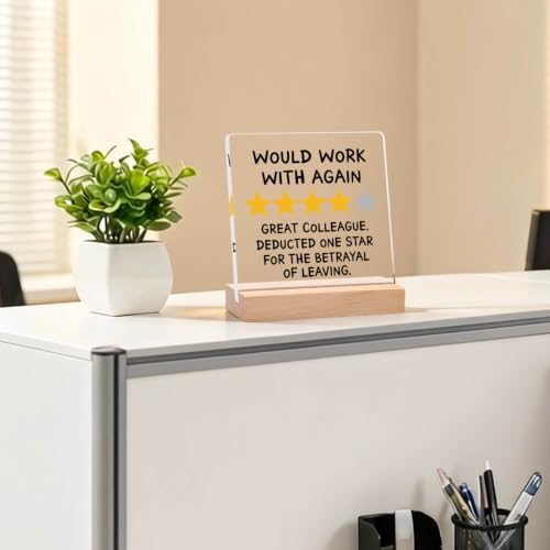 Funny Coworker Leaving Gift Plaque - 'Would Work With Again' 4''